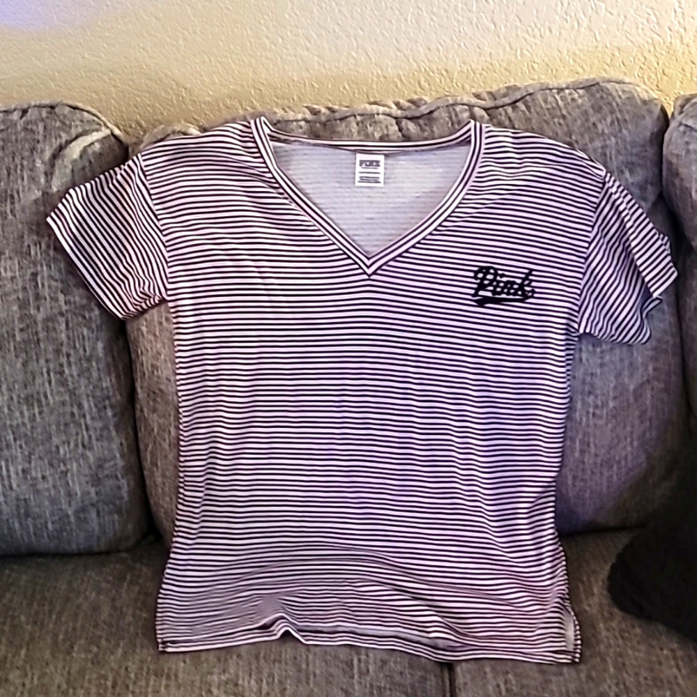 Maroon and white striped shirt from Pink